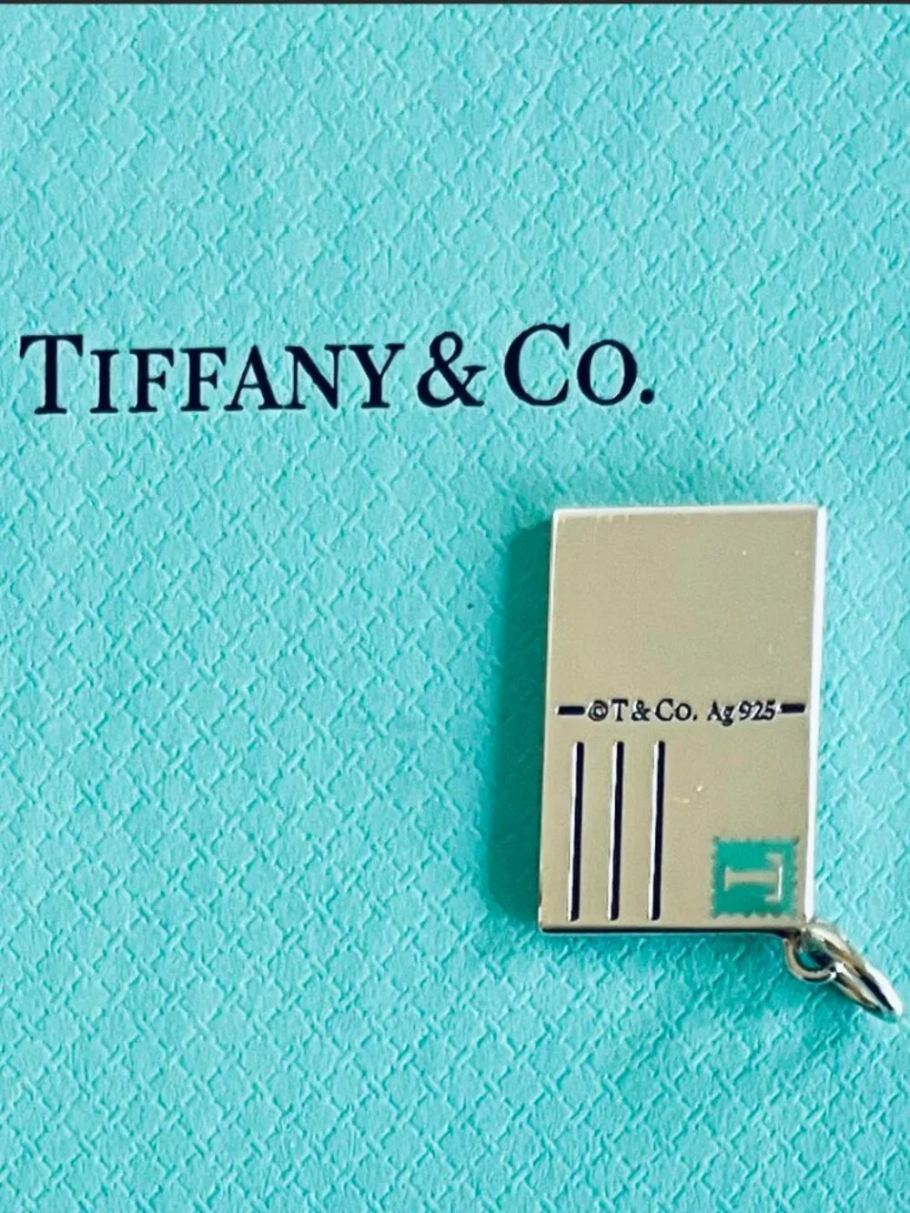 Tiffany & Co. CHICAGO City Postcard Sterling Silver Blue Enamel Trim Charm 🏙️ - Picture 2 of 5
